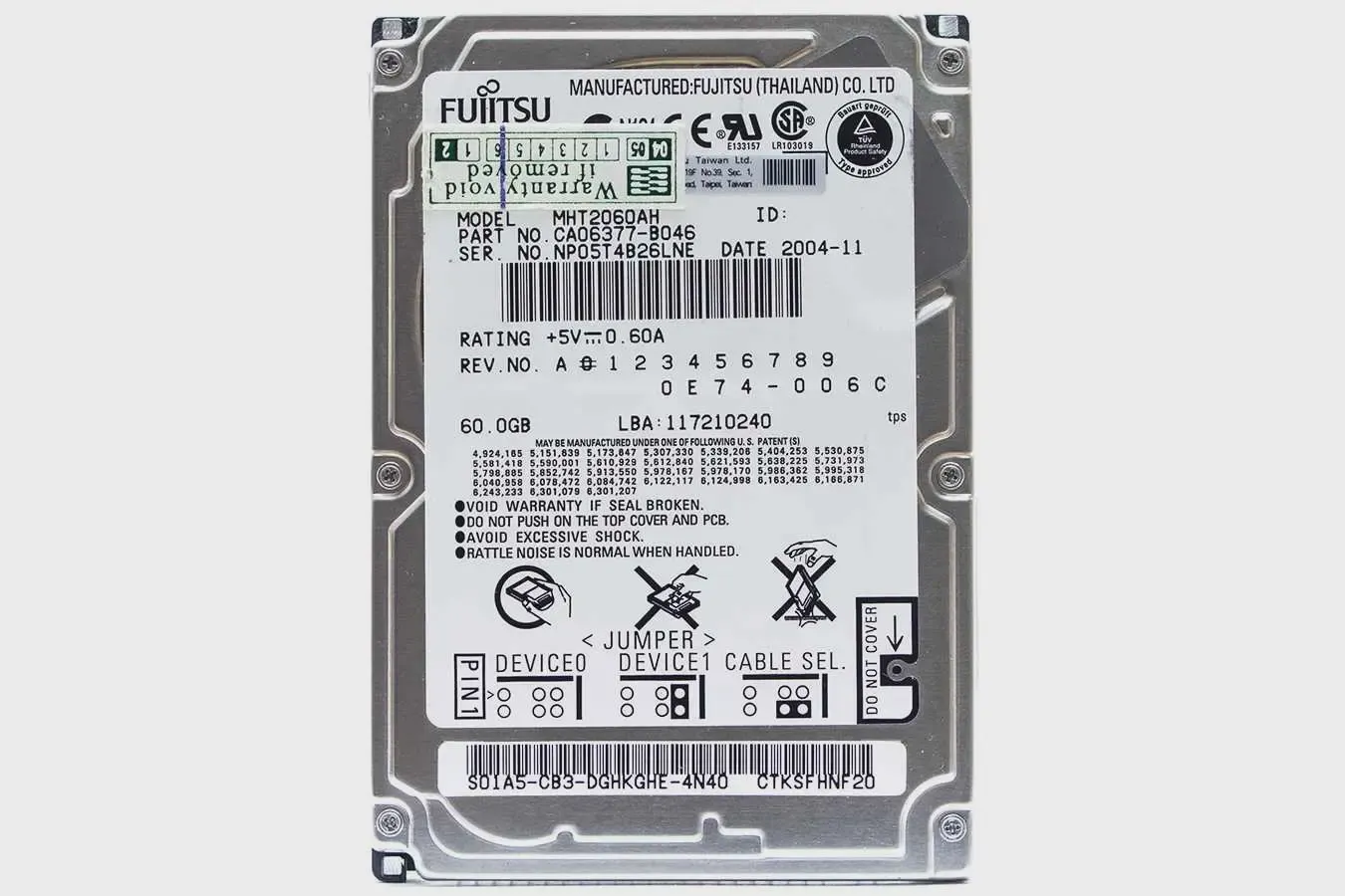 Жесткий диск HDD IDE 2,5 60Gb Fujitsu MHT2060AH PATA б.у.-0