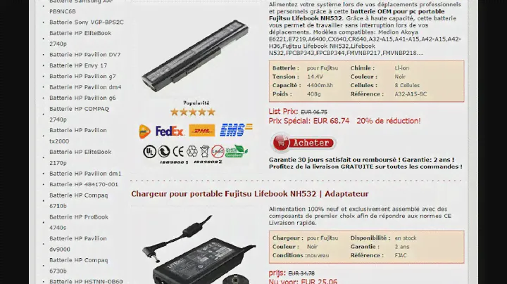 Fujitsu Lifebook NH532 Portable Batterie